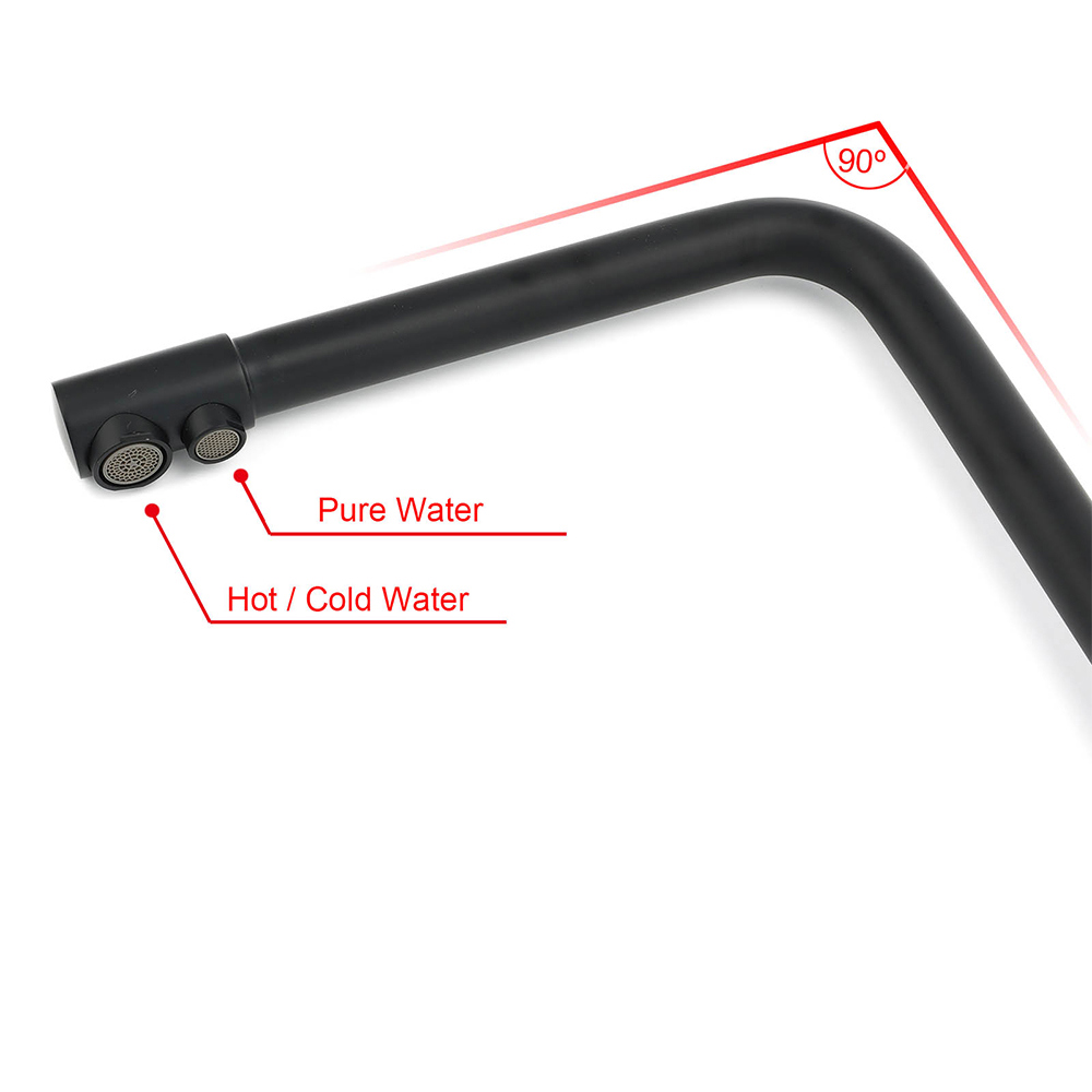 Matt Black 3 Ways Kitchen Mixer Tap Pury Water Sink Faucet 360 Swivel Spout Outlet - Image 5