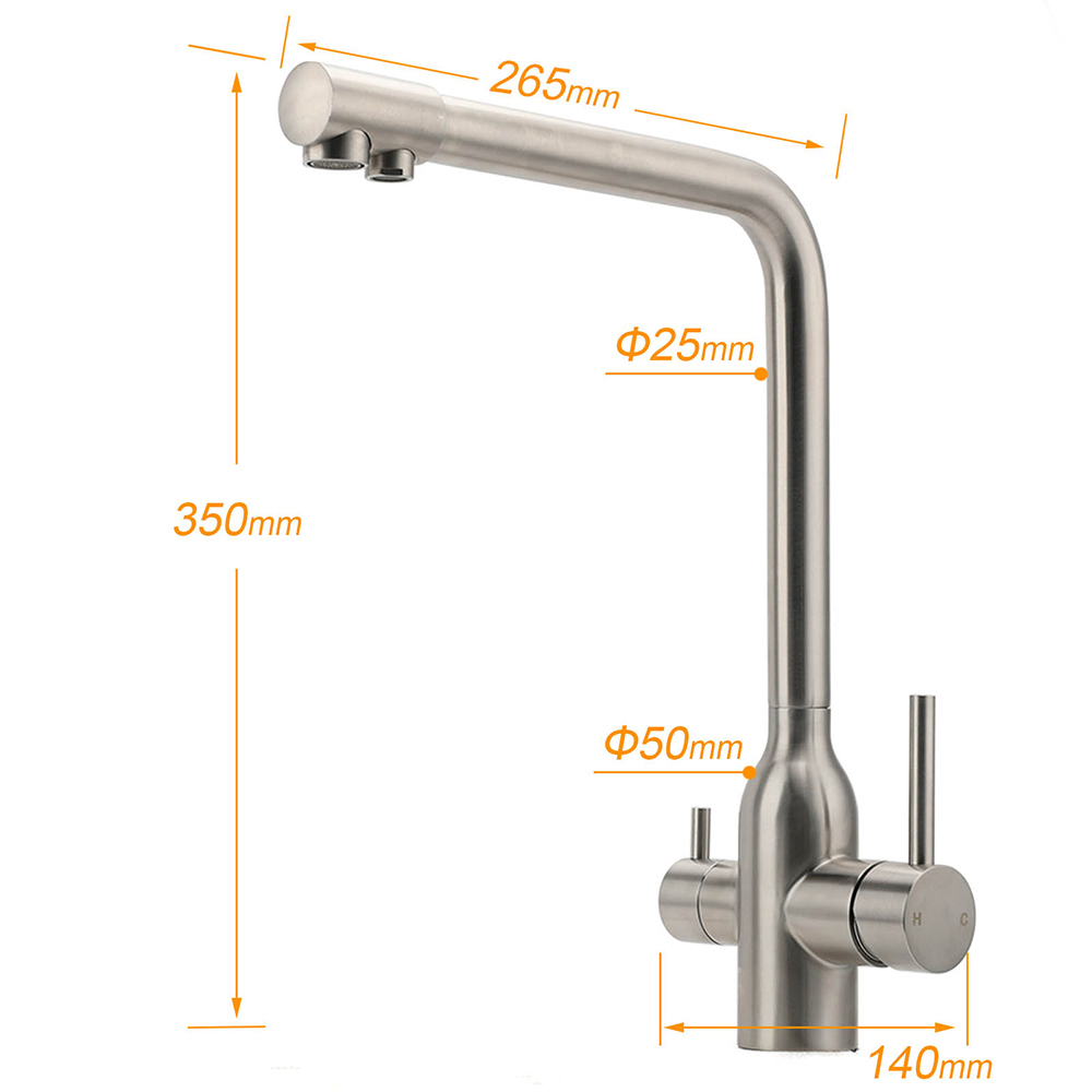 WELS 3 Function Kitchen Sink 360° Swivel Mixer Tap Clean Pure Drink Water Faucet - Image 2