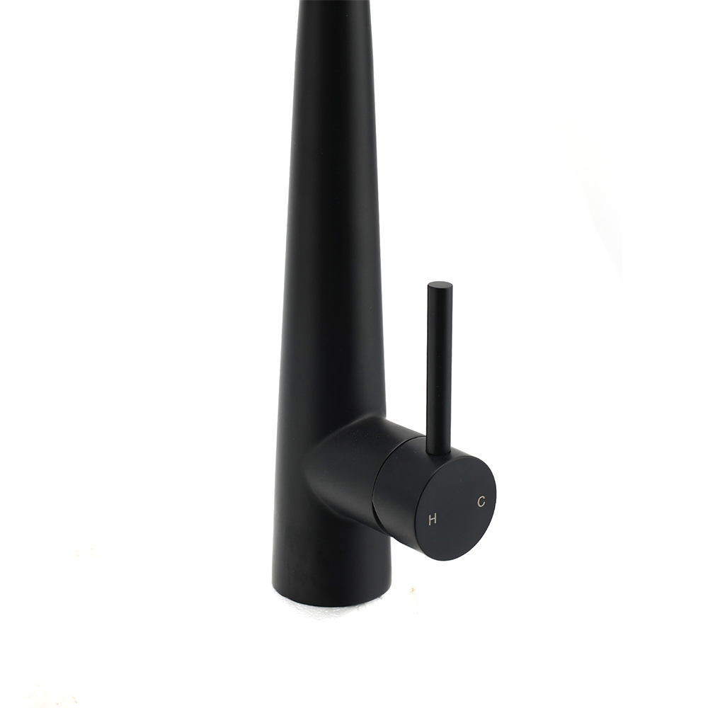 Round Matt Black Pull Out Kitchen Sink Tap Laundry Basin Mixer 2 Way Spout Set - Image 5