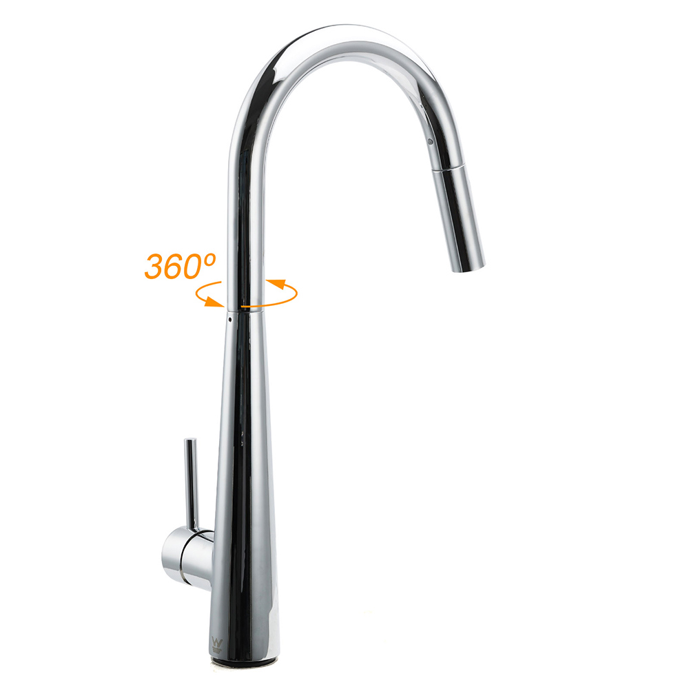 WELS Chrome 360 Swivel Pull Out Kitchen Tap Sink Mixer Faucet Spout 2 Way Outlet - Image 3