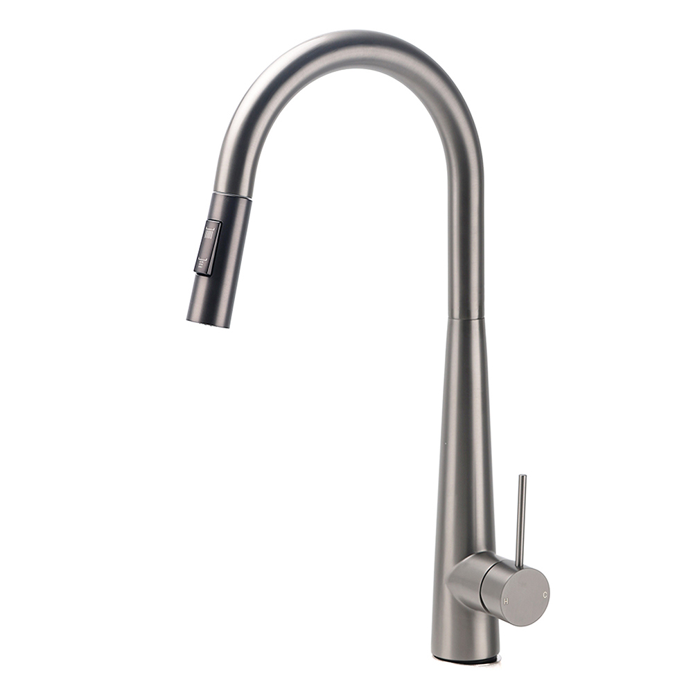 WELS Gun Metal Pull Out 2 Modes Spray Spout Kitchen Sink Tap Basin Faucet Mixer - Image 1