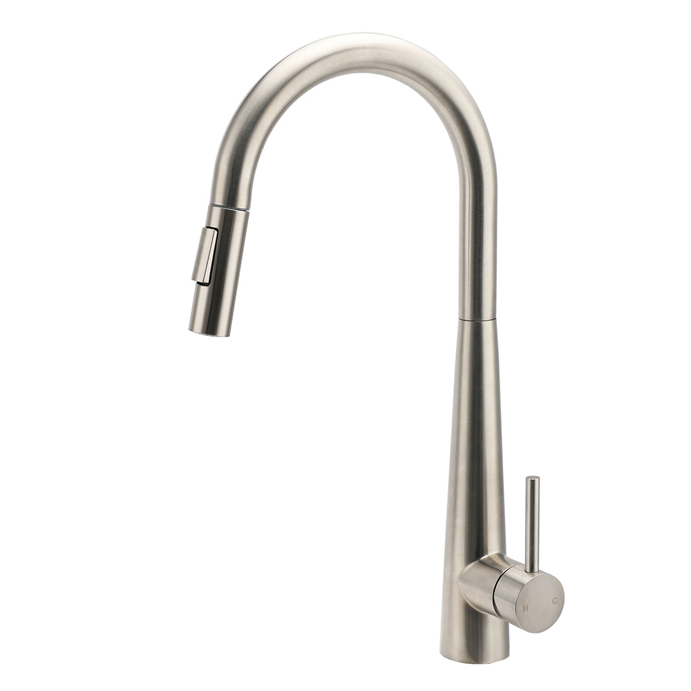 Brushed Nickel Pull Out Kitchen Tap Sink Mixer Faucet Spout 2 Modes Spray Outlet - Image 1