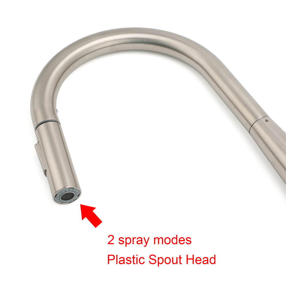 Brushed Nickel Pull Out Kitchen Tap Sink Mixer Faucet Spout 2 Modes Spray Outlet - Image 4