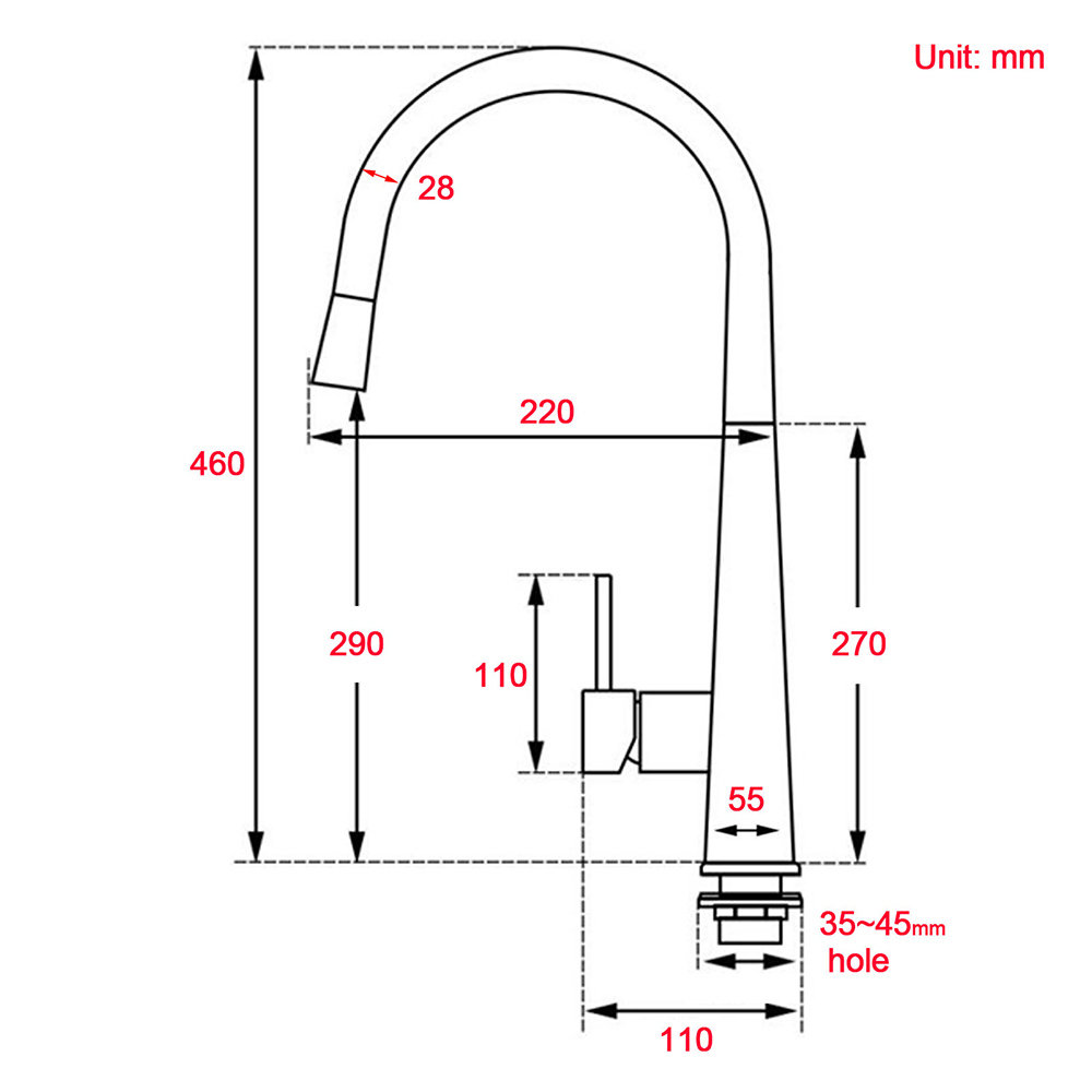 Brushed Nickel Silver Round Pull Out Kitchen Sink Tap Mixer Faucet Spout Outlet - Image 8
