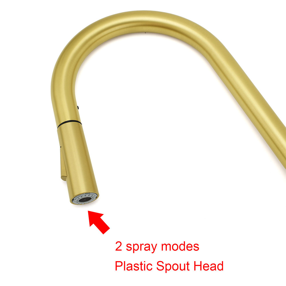WELS Brushed Gold Pull Out Kitchen Sink Tap Basin Mixer Faucet 2 Modes Spout Set - Image 4