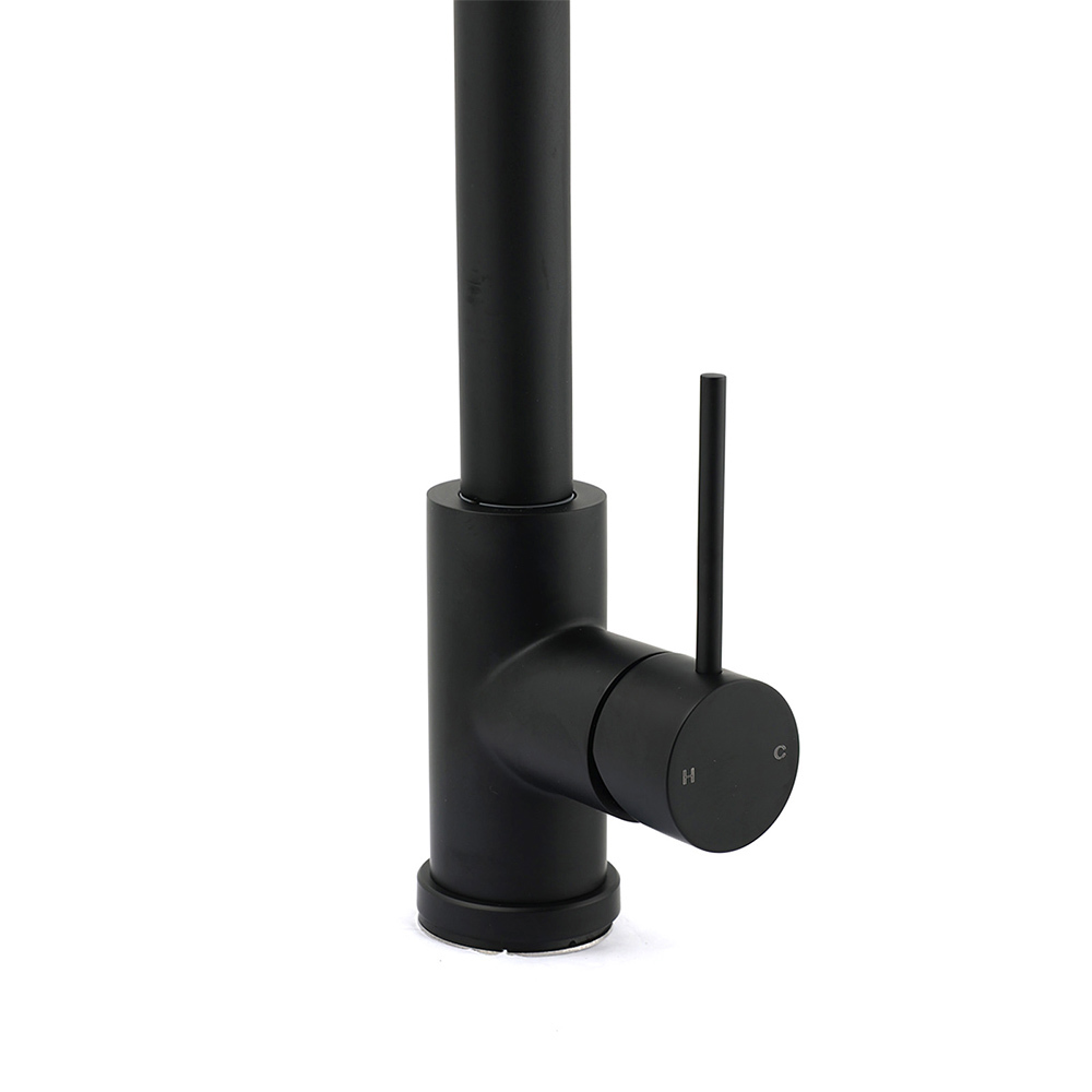 Matt Black Round Pull Out Down Kitchen Sink Tap Laundry Basin Mixer 2 Way Spout - Image 5