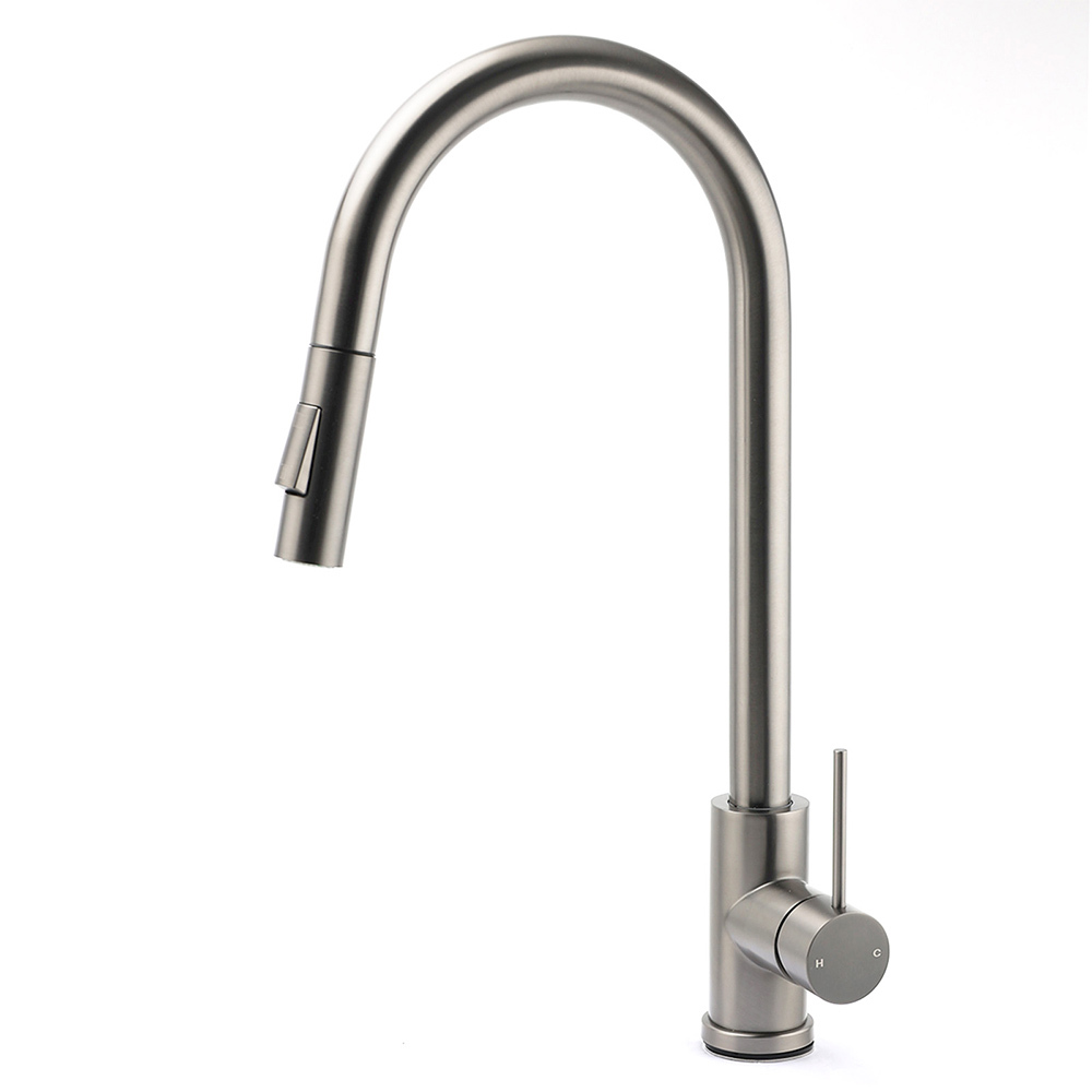 WELS Gun Metal Pull Out Kitchen Sink Tap Basin Mixer Faucet Flexible 2 Way Spout - Image 1