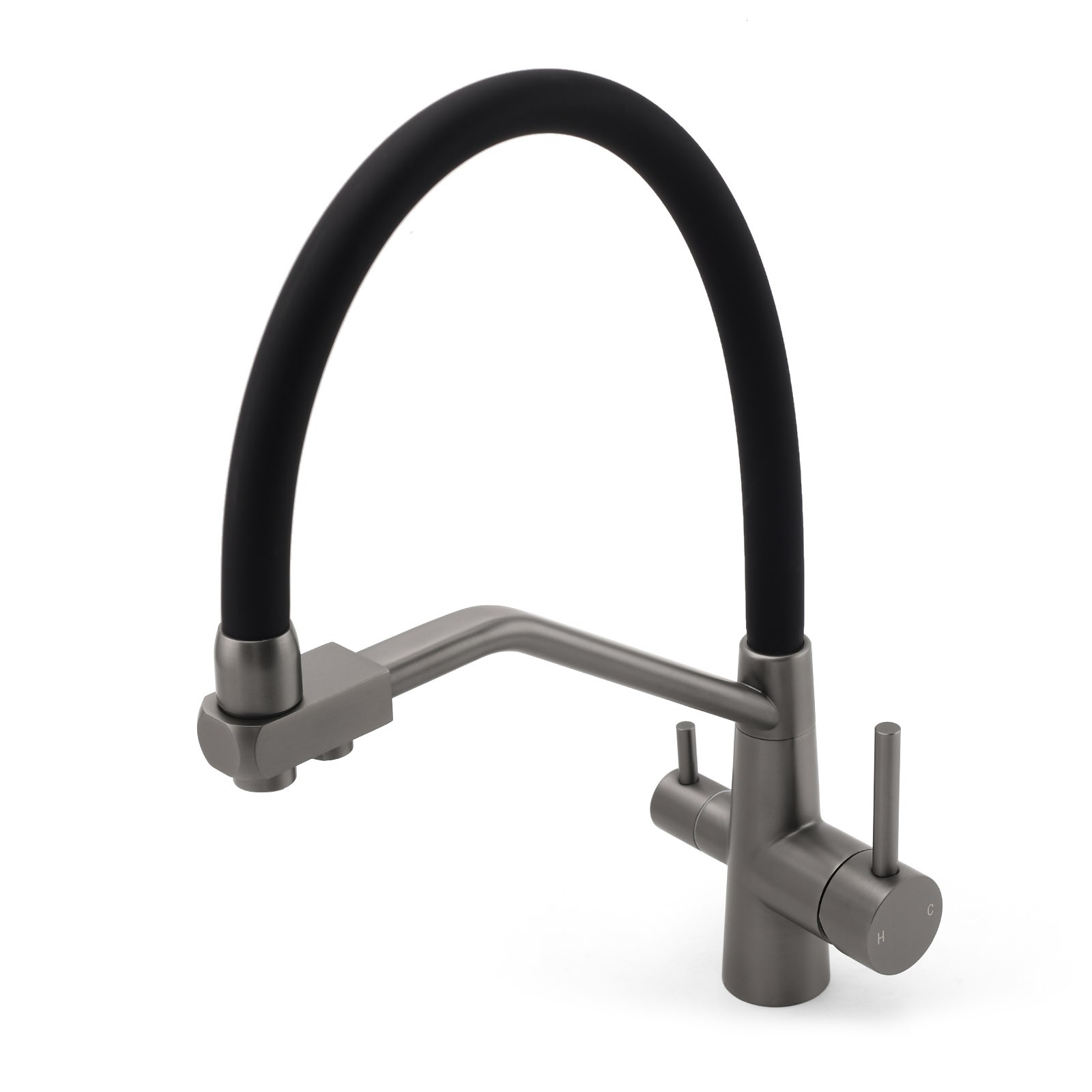 NEW Gun Metal Grey 3-Way Drink Pure Water Kitchen Mixer Pull Out Spout Sink Tap - Image 7