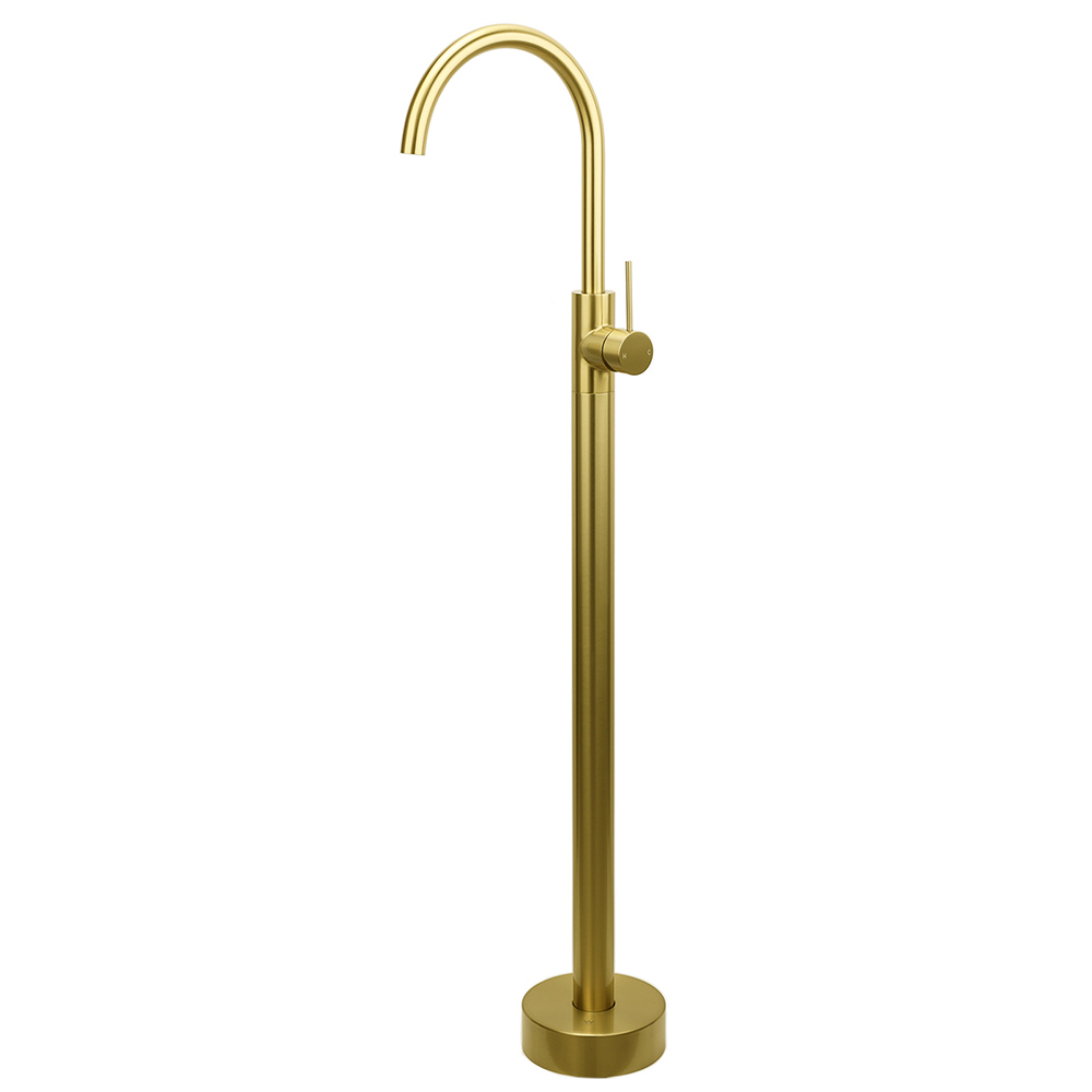 Brushed Gold Bath Tub Mixer Tap Free Standing Faucet Filler Spout Hot Cold Water - Image 1