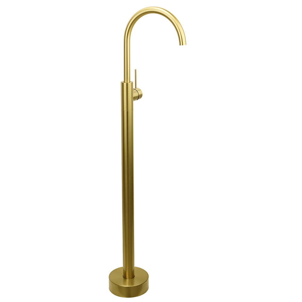 Brushed Gold Bath Tub Mixer Tap Free Standing Faucet Filler Spout Hot Cold Water - Image 3