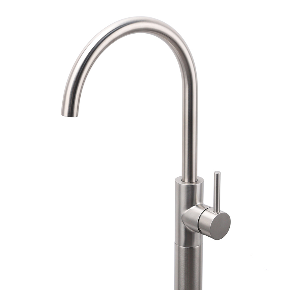 Brushed Nickel Stainless Steel Bathtub Tap Free Standing Faucet Filler Spout Set - Image 2