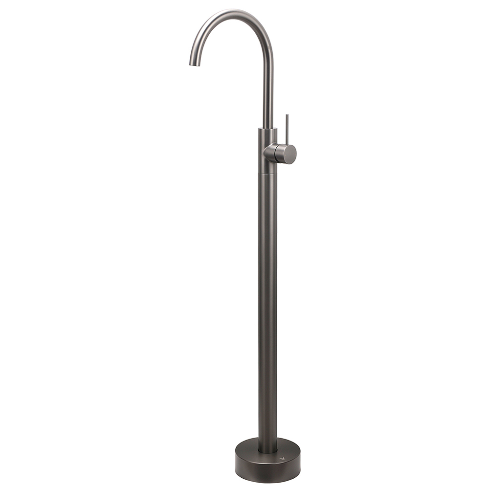 Gun Metal Bathroom Free Standing Hot Cold Water Mixer Tap Bath Tub Filler Spout - Image 1