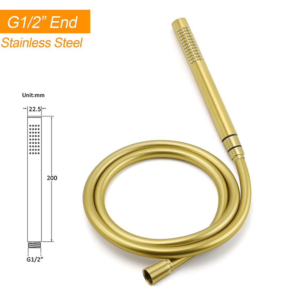 WELS Brushed Gold Bath Tub Mixer Tap Free Standing Faucet Spout Handheld Shower - Image 6