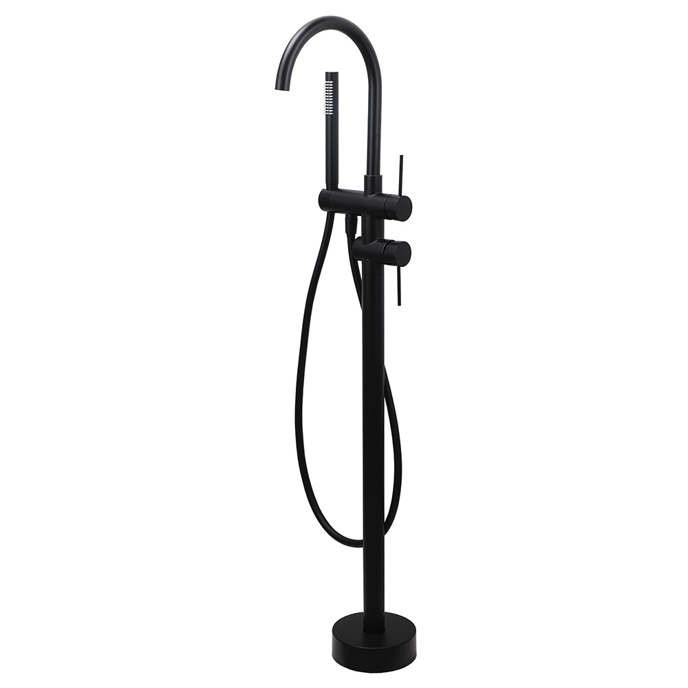 WELS Matt Black Bathtub Filler Free Standing Mixer Faucet Tap Spout HandHeld Set - Image 1