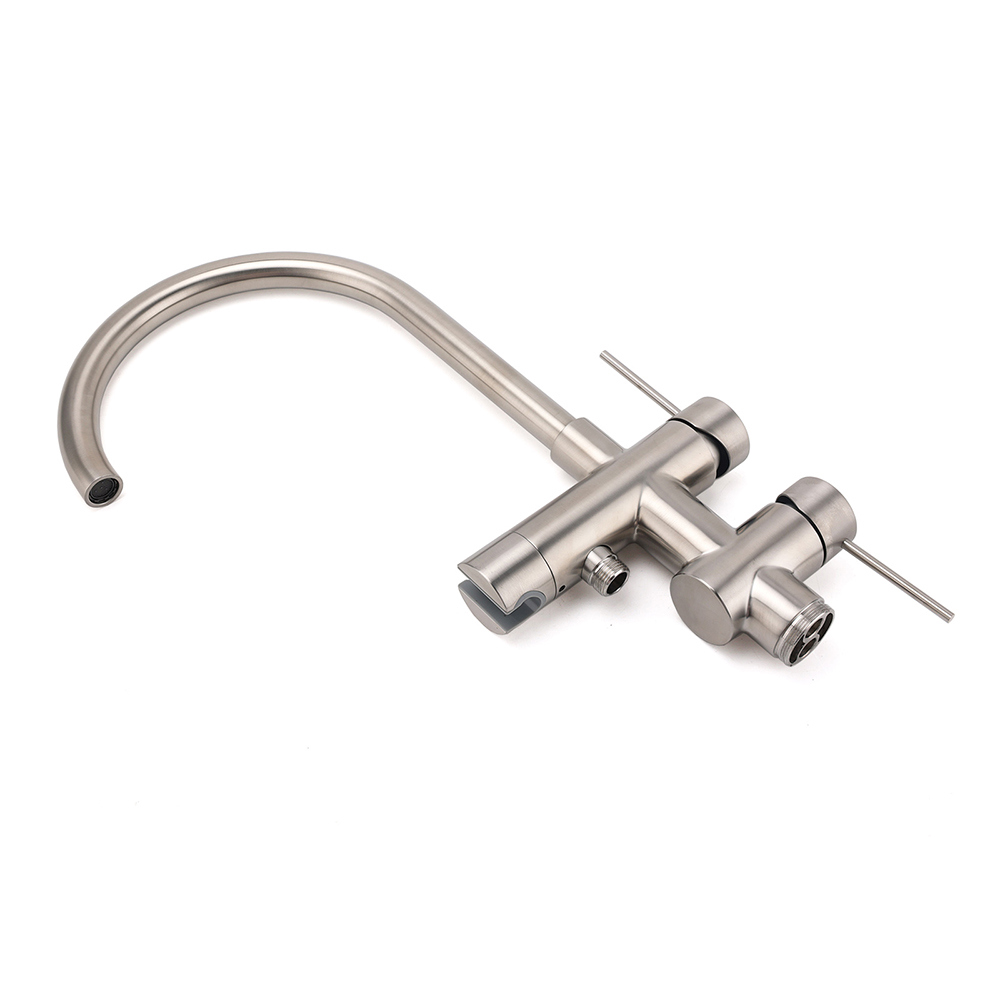 WELS Brushed Nickel Stainless Steel Free Standing Mixer Faucet Tap Spout Handset - Image 4