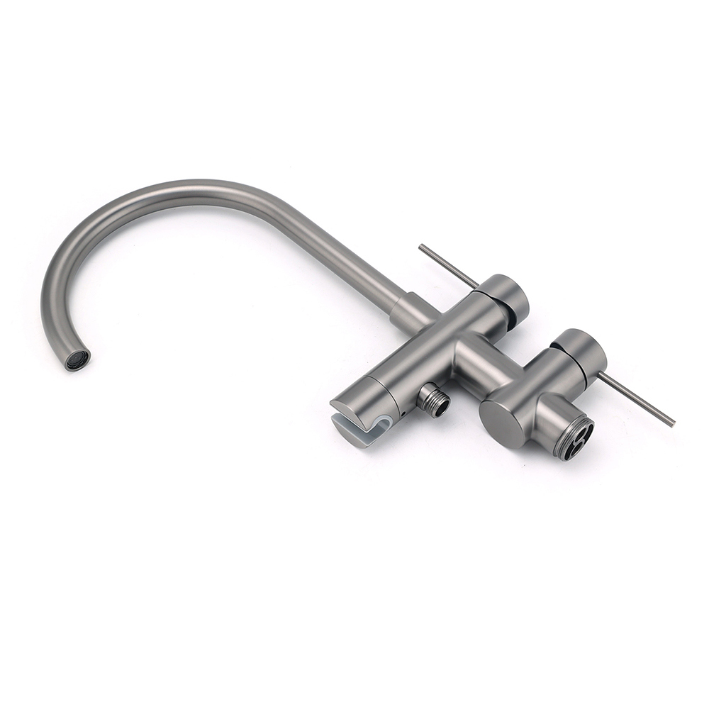 Gun Metal Bathtub Mixer Tap Free Standing Faucet Spout With Handheld Shower Set - Image 4
