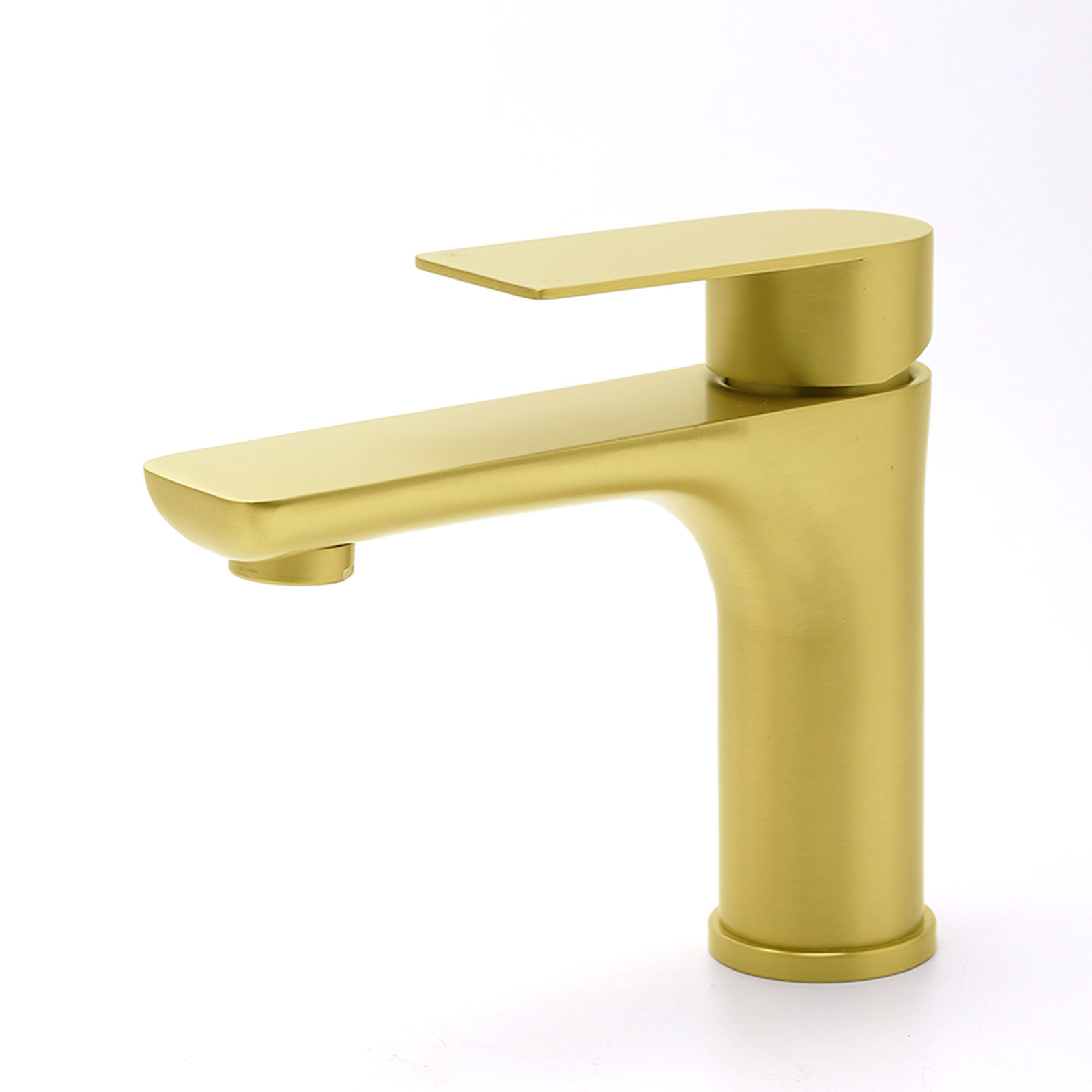 Brushed Gold Round Short Bathroom Vanity Laundry Chrome Basin Mixer Faucet Tap - Image 1