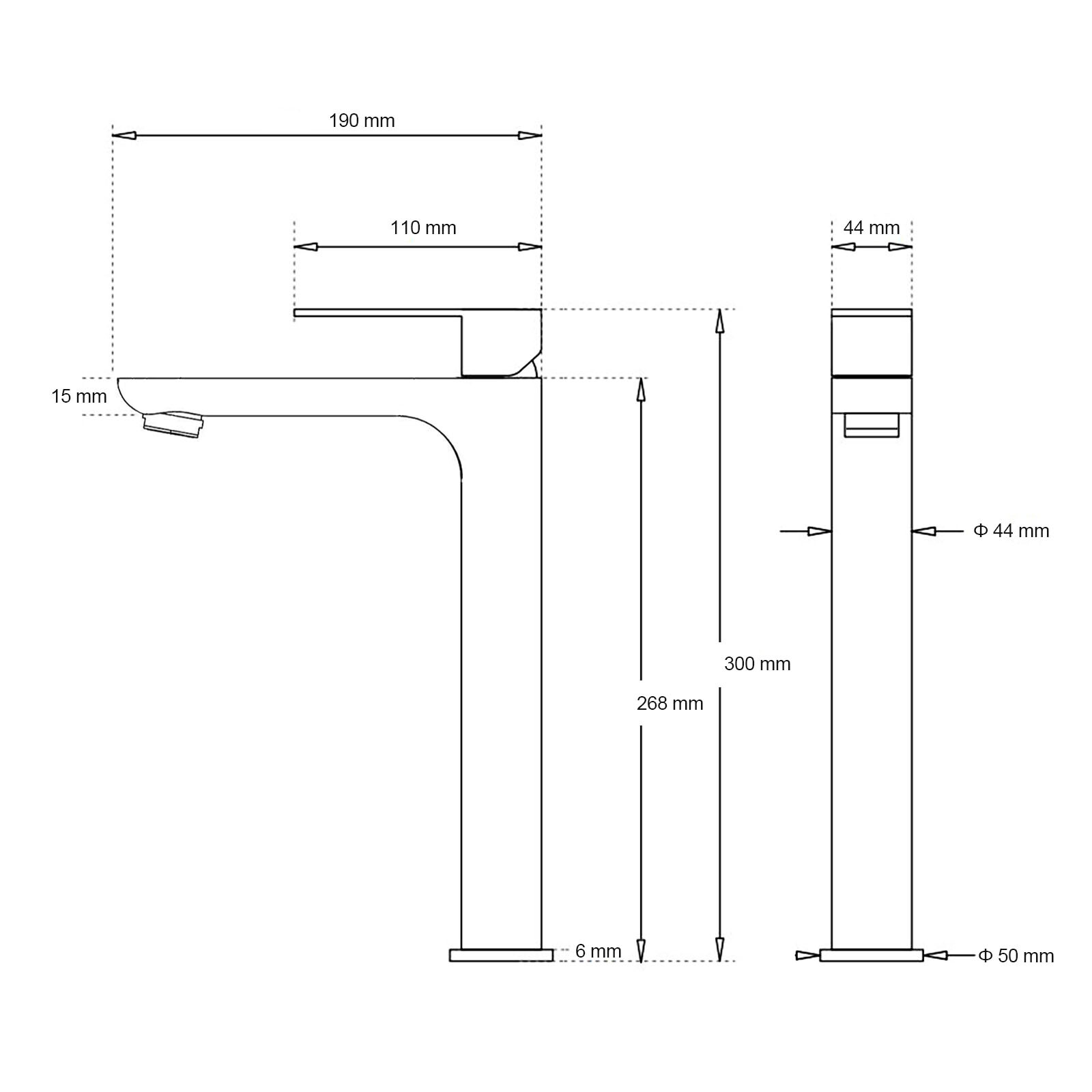 Brushed Nickel Rounded Edge Tall Basin Mixer Kitchen Vanity Faucet Tap Spout Set - Image 7