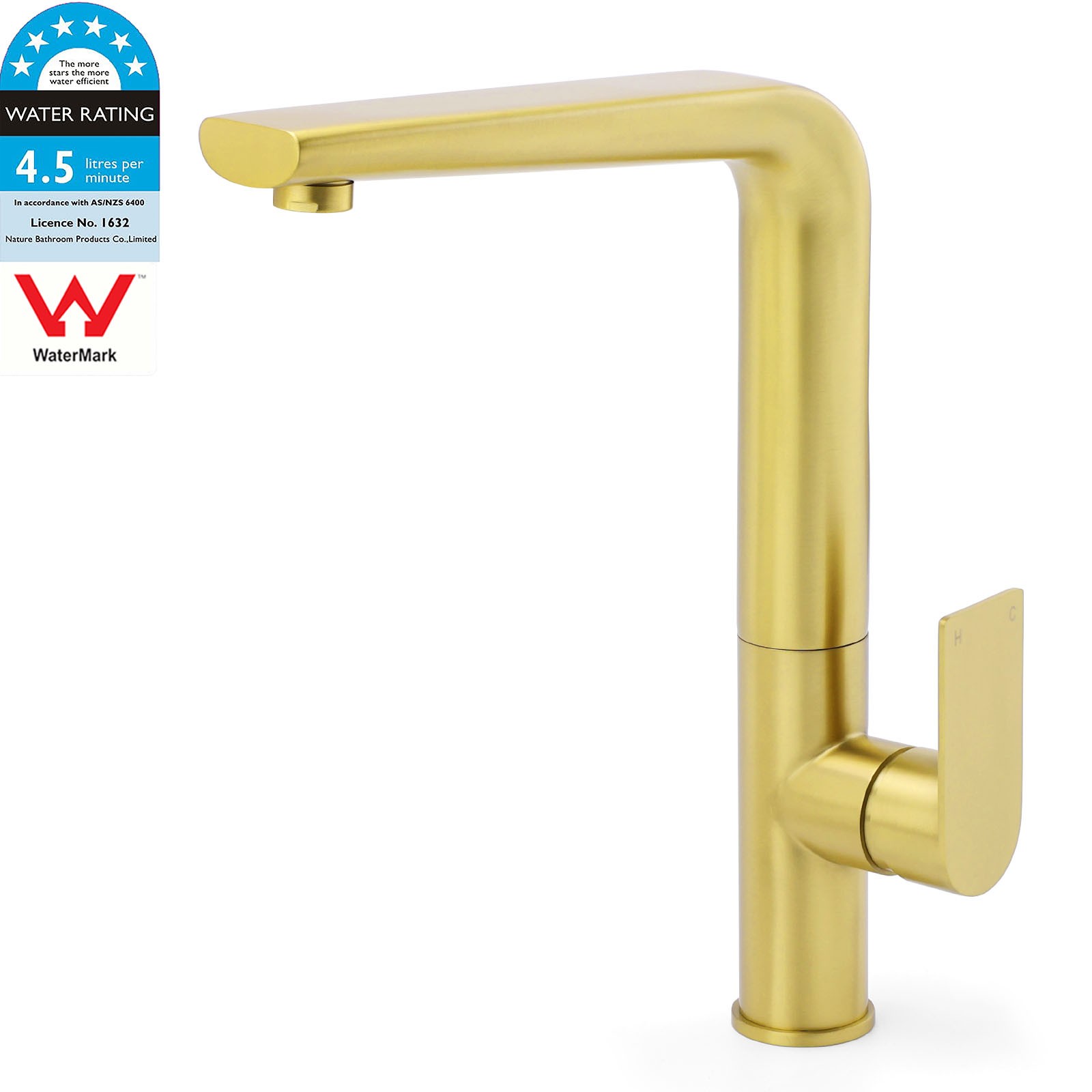 NEW ARRIVAL WELS Brushed Gold Round Kitchen Mixer Sink Tap Laundry Faucet Spout - Image 1