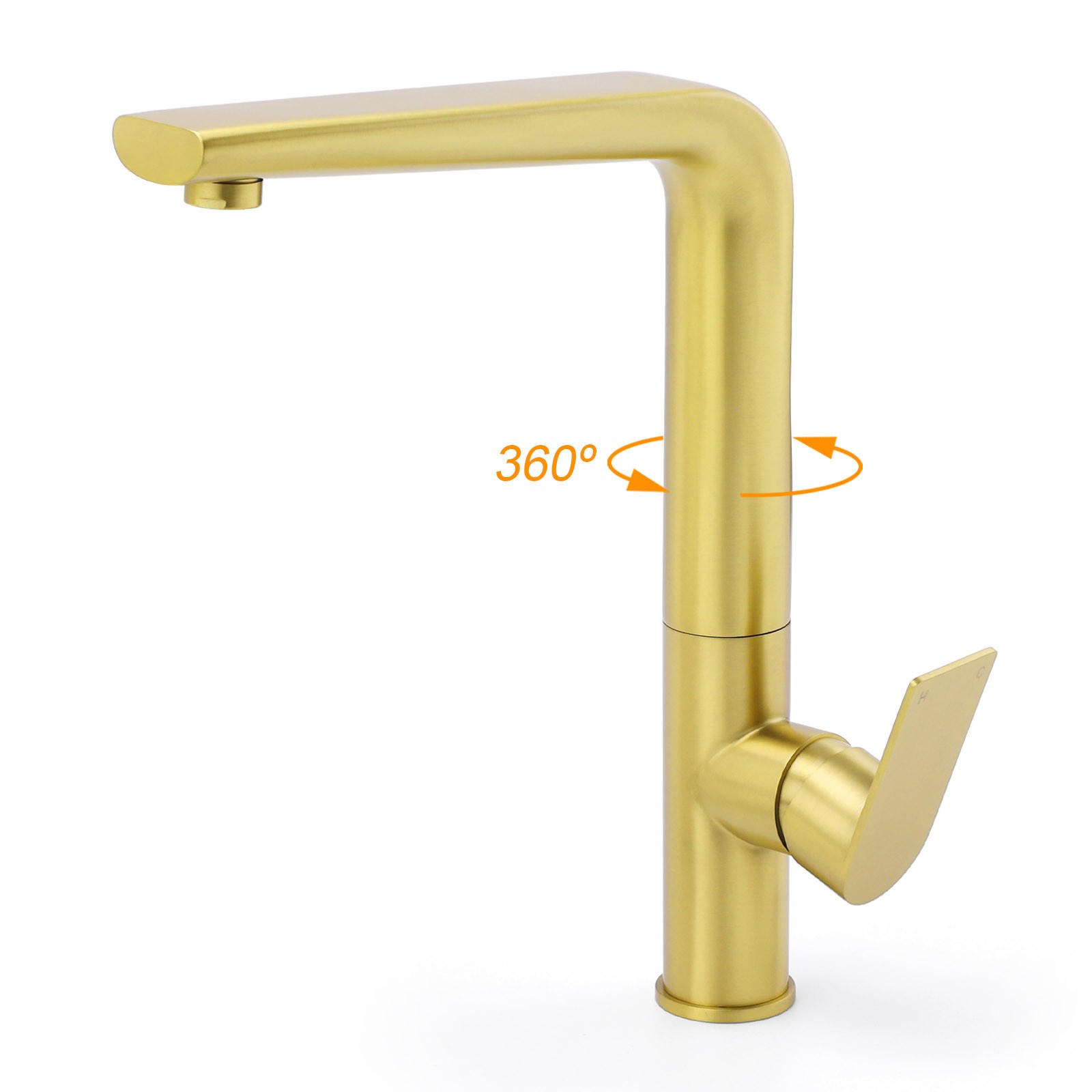 NEW ARRIVAL WELS Brushed Gold Round Kitchen Mixer Sink Tap Laundry Faucet Spout - Image 2