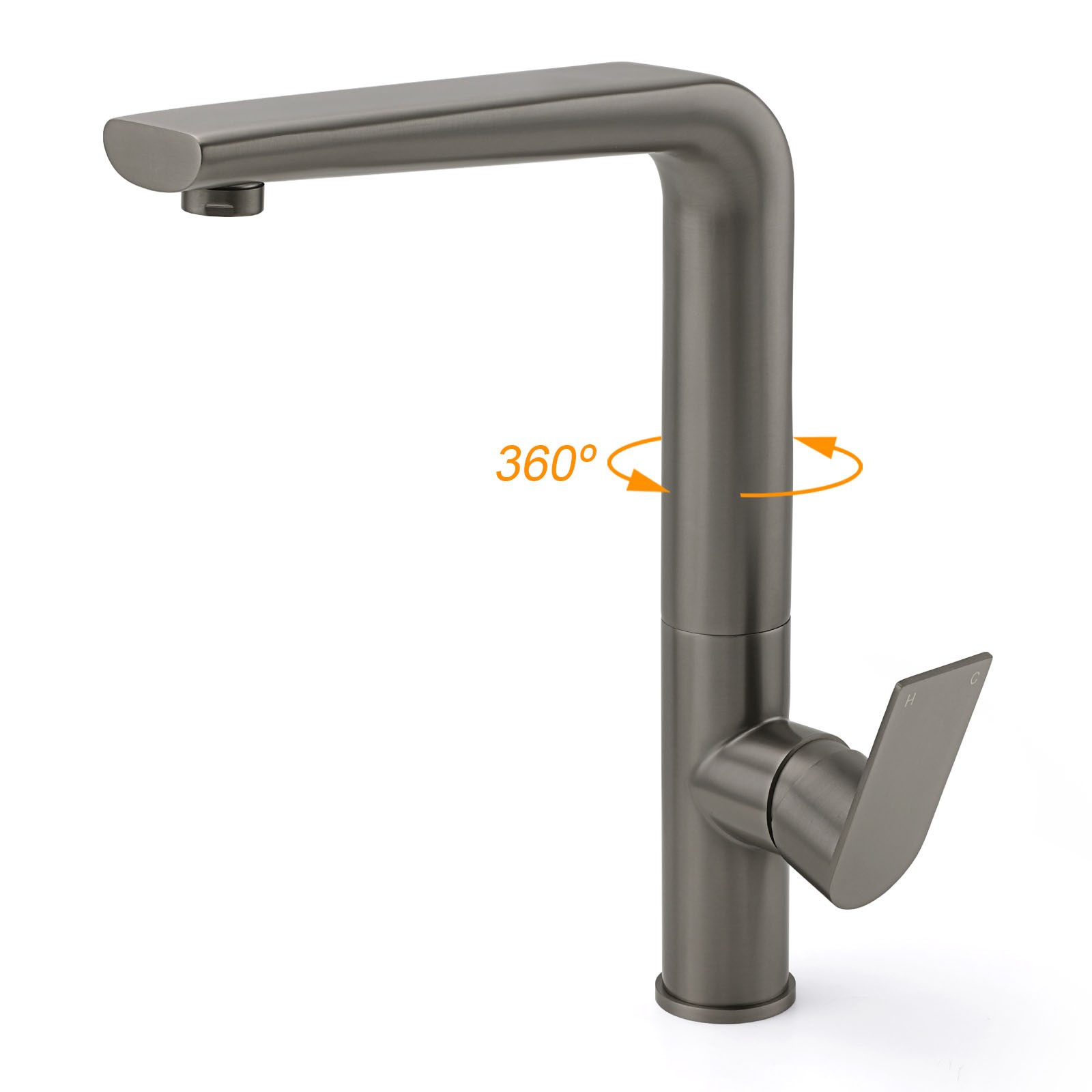 Luxury Gun Metal Round Kitchen Mixer Sink Tap Swivel Laundry Faucet Spout WELS - Image 2