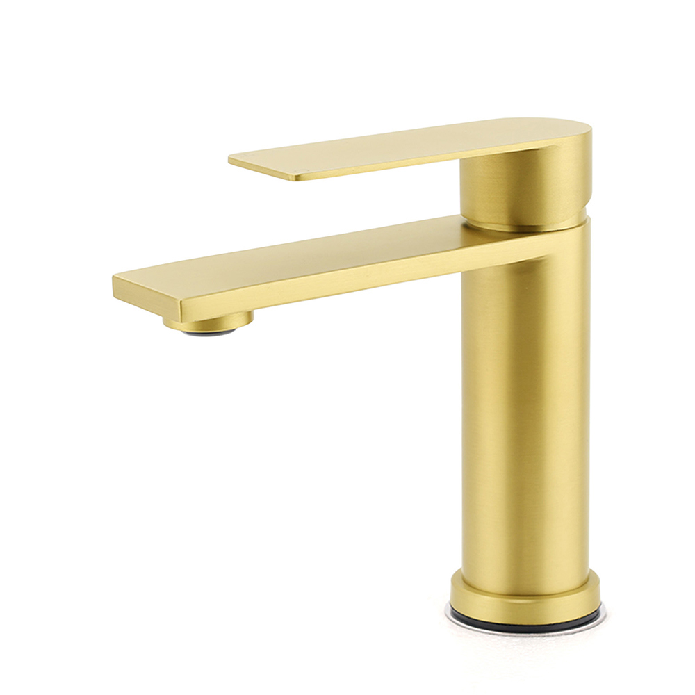 WELS Brushed Gold Short Square Basin Mixer Vanity Sink Faucet Spout Laundry Tap - Image 1