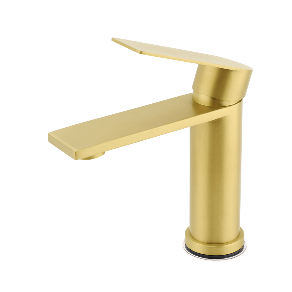 WELS Brushed Gold Short Square Basin Mixer Vanity Sink Faucet Spout Laundry Tap - Image 2
