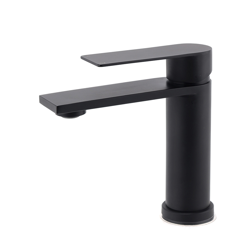 Matt Black Round Bathroom Basin Mixer Vanity Sink Faucet Spout Laundry Tap WELS - Image 1
