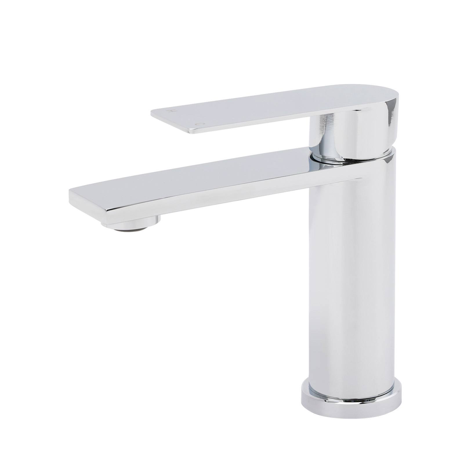 WELS Chrome Square Bathroom Short Basin Mixer Vanity Sink Faucet Tap Flat Lever - Image 1