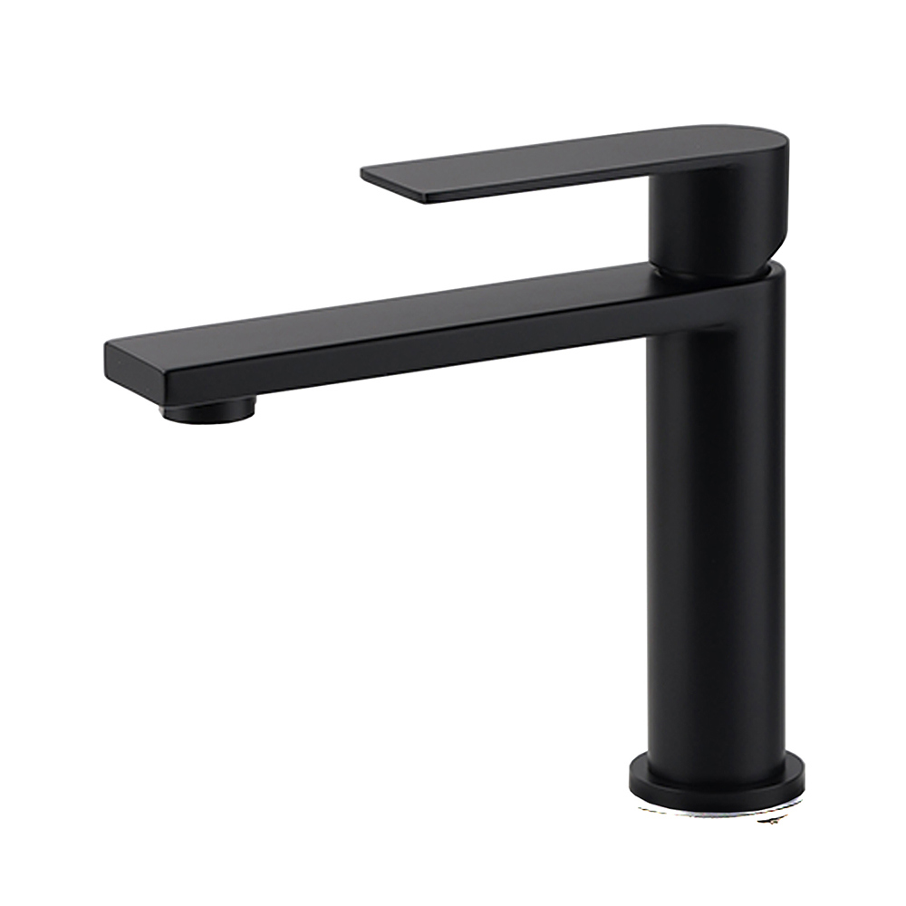 WELS Matt Black Square Short Basin Mixer Vanity Sink Faucet Laundry Spout Tap - Image 1