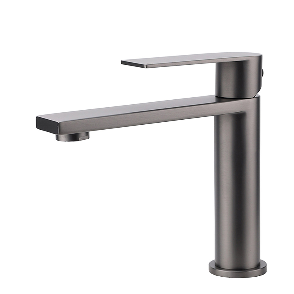 Gun Metal Rounded Square Short Basin Mixer Vanity Sink Faucet Laundry Spout Tap - Image 1