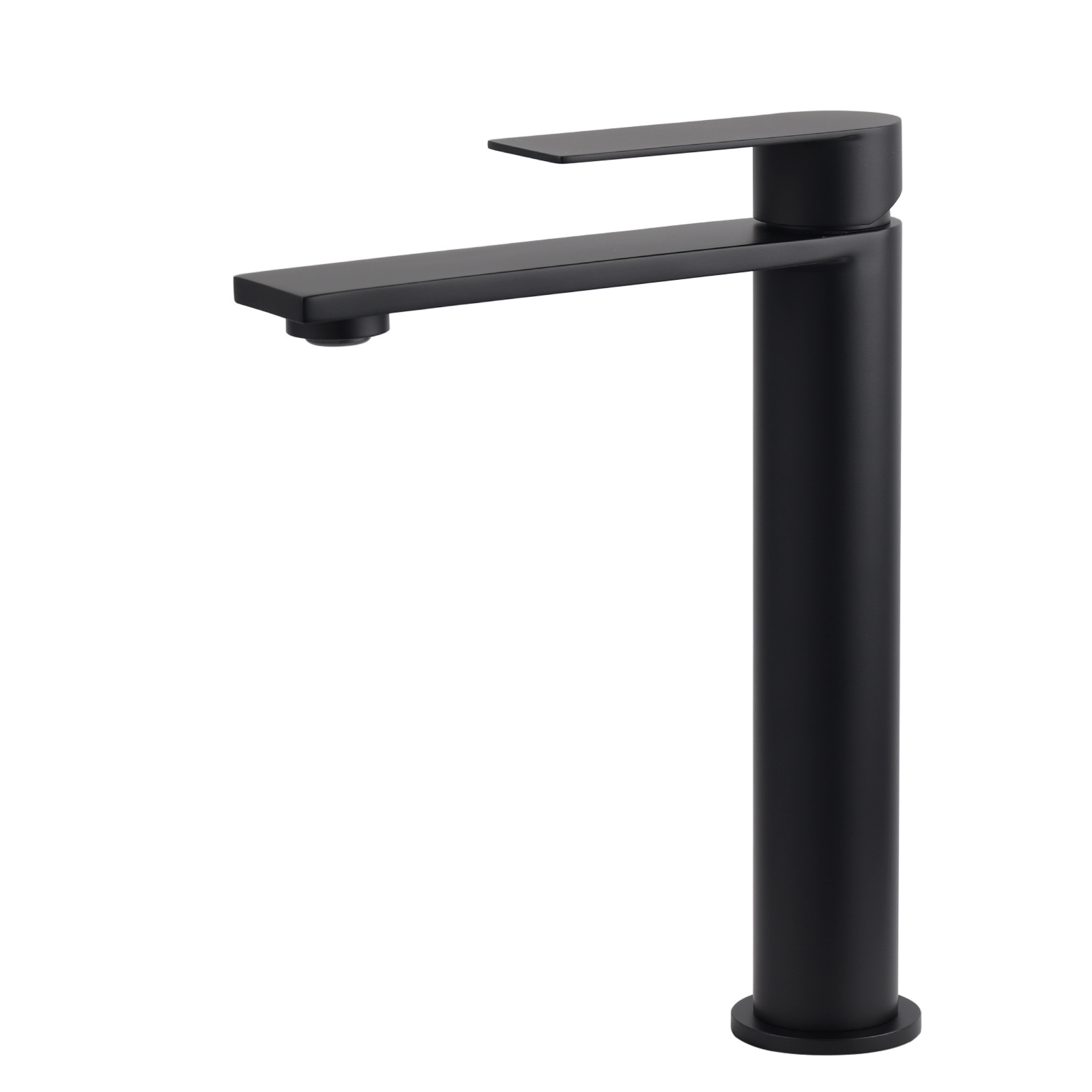 WELS Matt Black Square Tall Flat Lever Handle Basin Mixer Vanity Sink Faucet Spout - Image 1