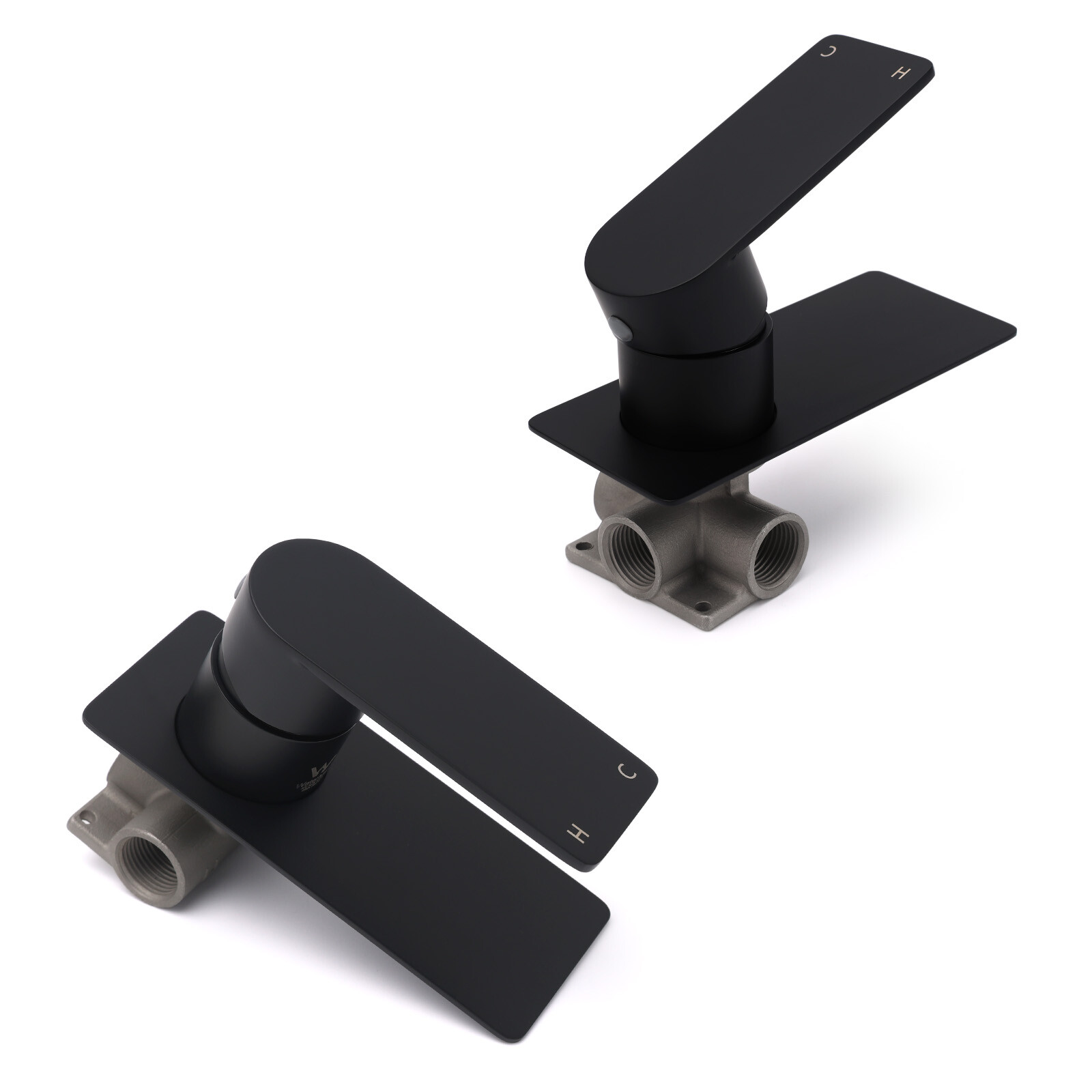 Matte Black Rectangle Shower Mixer Hot Cold Control Tap 35mm Ceramic Cartridge - Image 3