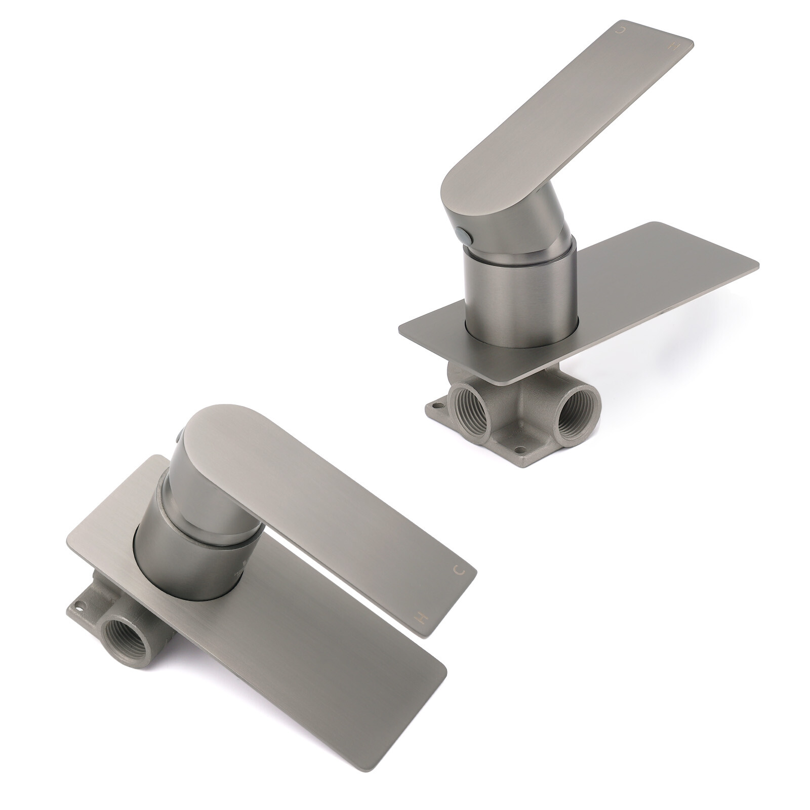Gun Metal Rectangle Wall Shower Mixer Hot Cold Tap Set Ceramic Cartridge Valve - Image 3
