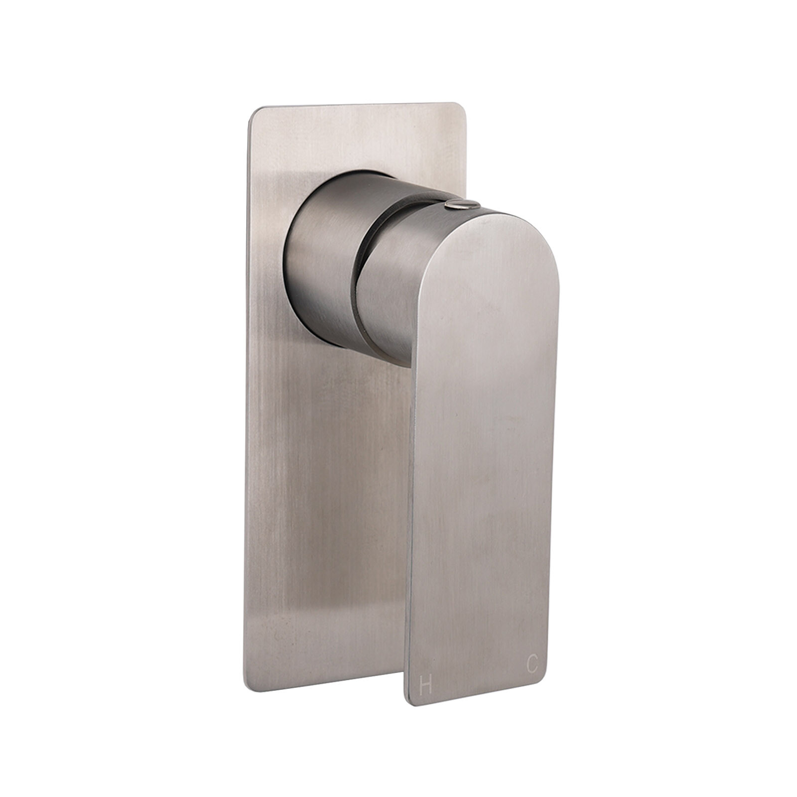Brushed Nickel Bathroom Flat Lever Handle Shower Mixer Hot Cold Water Tap Valve - Image 1