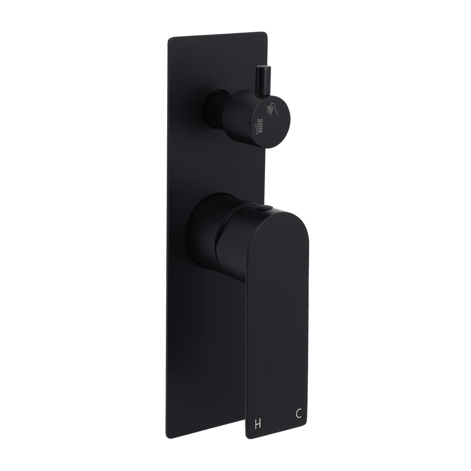 Watermark Matt Black Square Bathroom Shower Mixer 2-Way Control Switch Diverter - Image 1