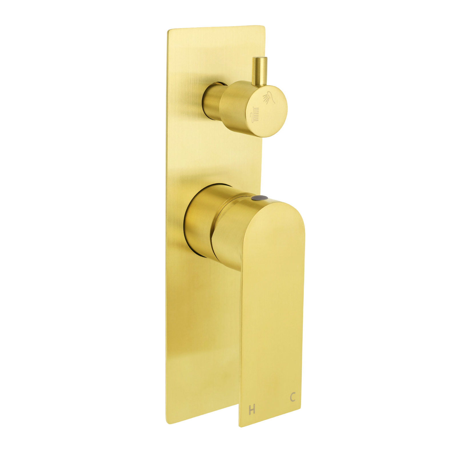 Brushed Gold Bathroom Square Concealed Shower Mixer Diverter Switch Wall Mounnt - Image 1