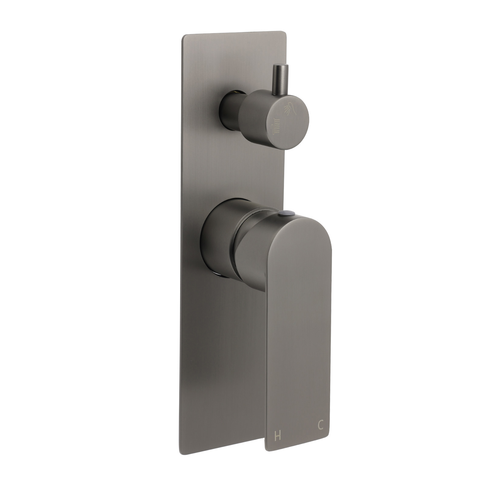Gun Metal Grey Square Wall Mounted Shower Mixer Diverter 2 Ways Switch Valve Set - Image 1