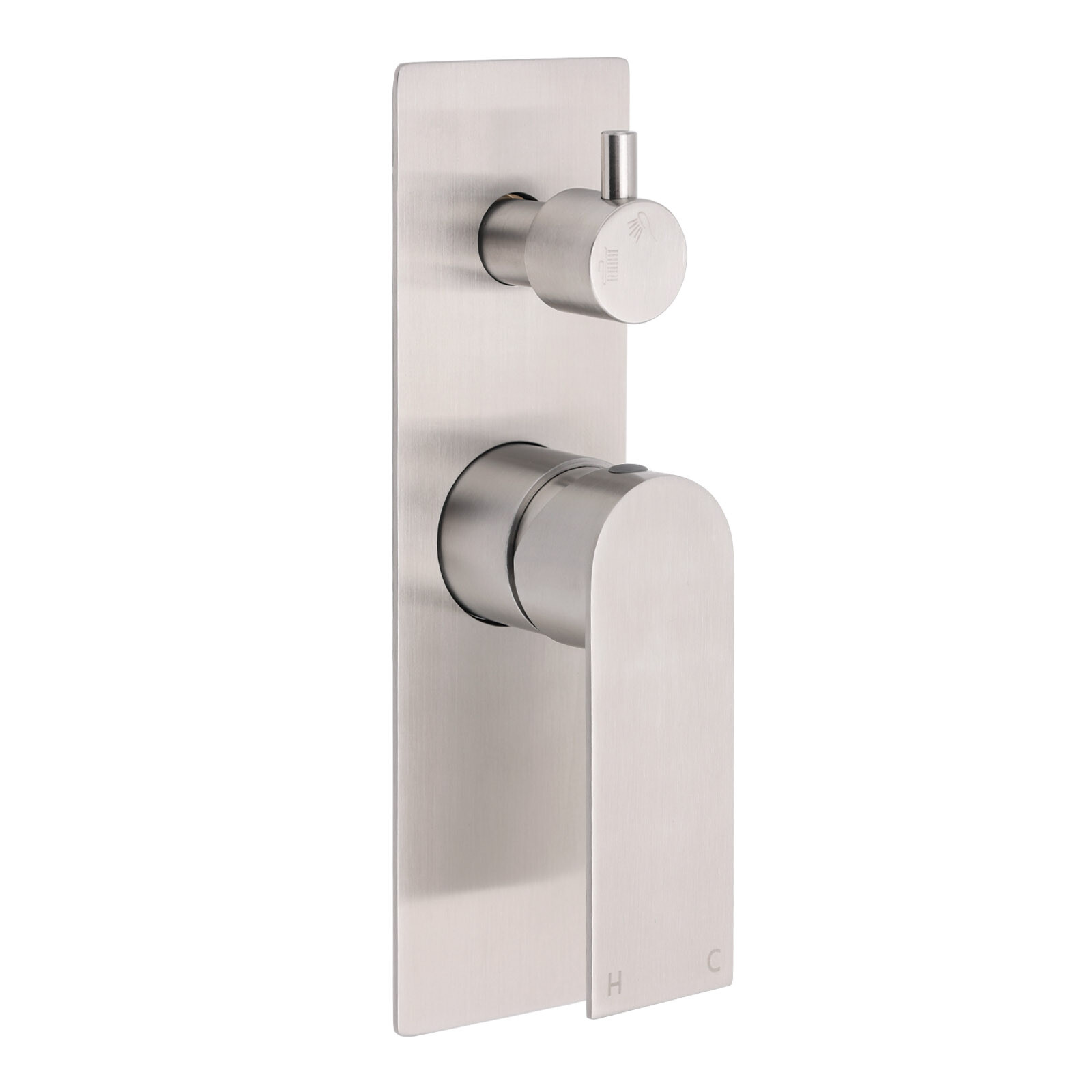 Brushed Nickel Silver Square Stylish 1/2inch Shower Mixer Diverter 2 Way Switch - Image 1