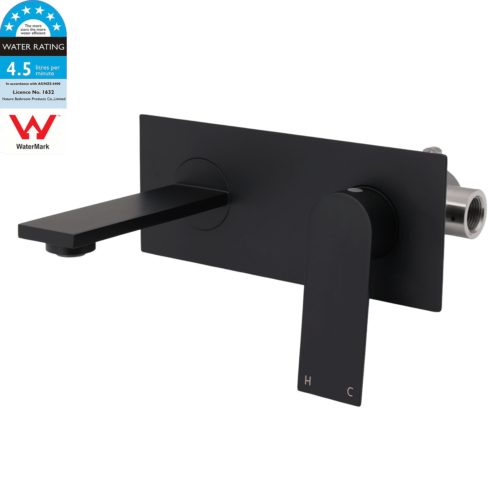 Matte Black Basin Mixer Bathroom Vanity Faucet Wall Mounted Tap Slim Flat Spout - Image 1
