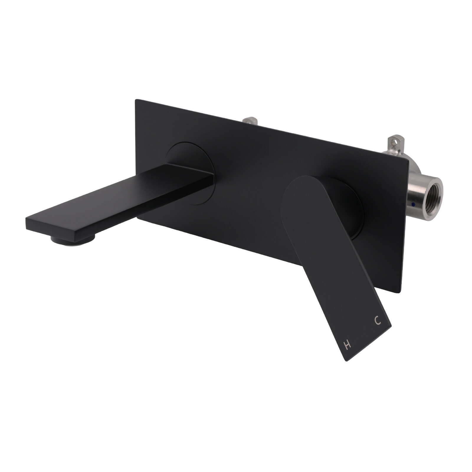 Matte Black Basin Mixer Bathroom Vanity Faucet Wall Mounted Tap Slim Flat Spout - Image 2