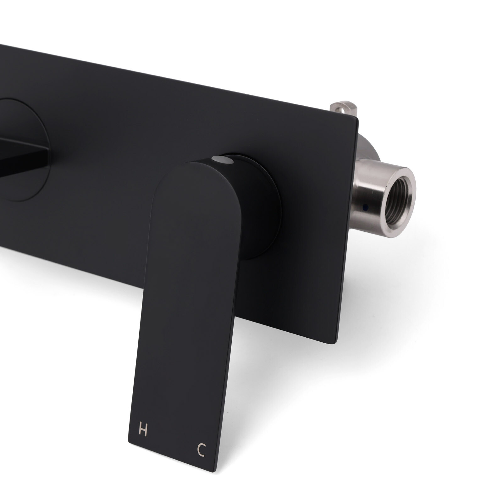 Matte Black Basin Mixer Bathroom Vanity Faucet Wall Mounted Tap Slim Flat Spout - Image 6