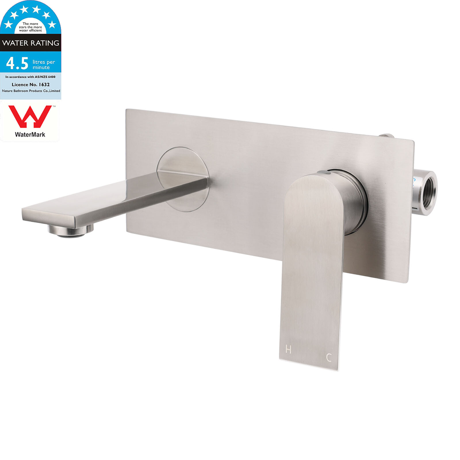WELS Bruhsed Nickel Square Wall Concealed Basin Mixer Laundry Faucet Tap Spout - Image 1