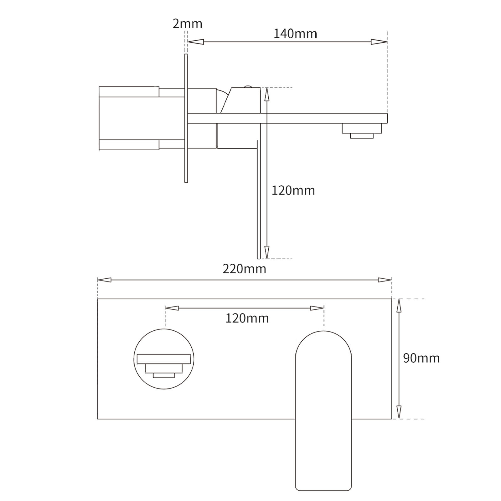 WELS Bruhsed Nickel Square Wall Concealed Basin Mixer Laundry Faucet Tap Spout - Image 7