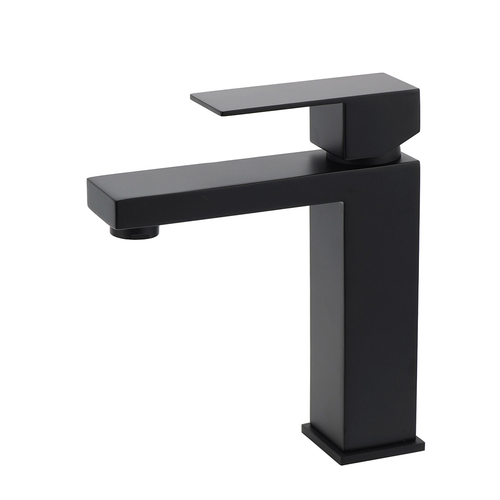 Matt Black Square Basin Counter Flick Mixer Tap Bathroom Vanity Faucet Outlet - Image 1