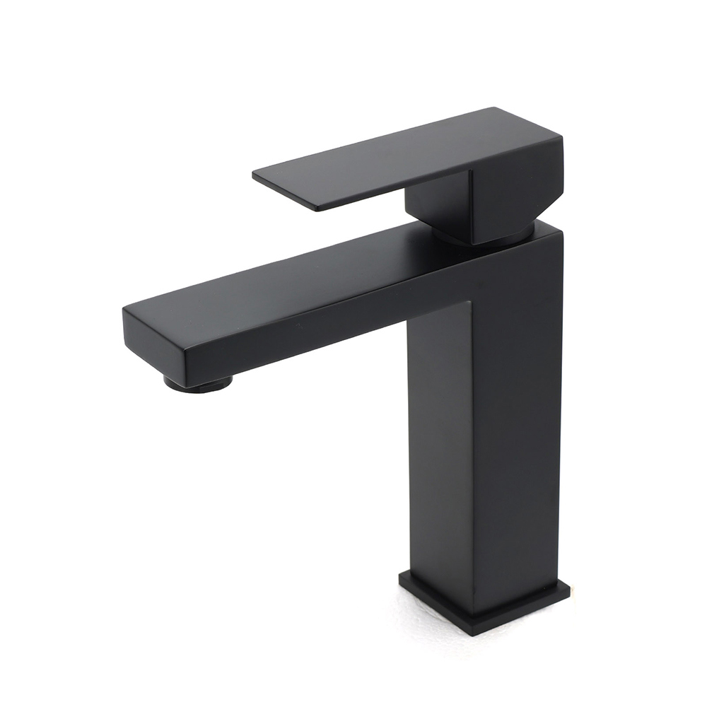 Matt Black Square Basin Counter Flick Mixer Tap Bathroom Vanity Faucet Outlet - Image 2