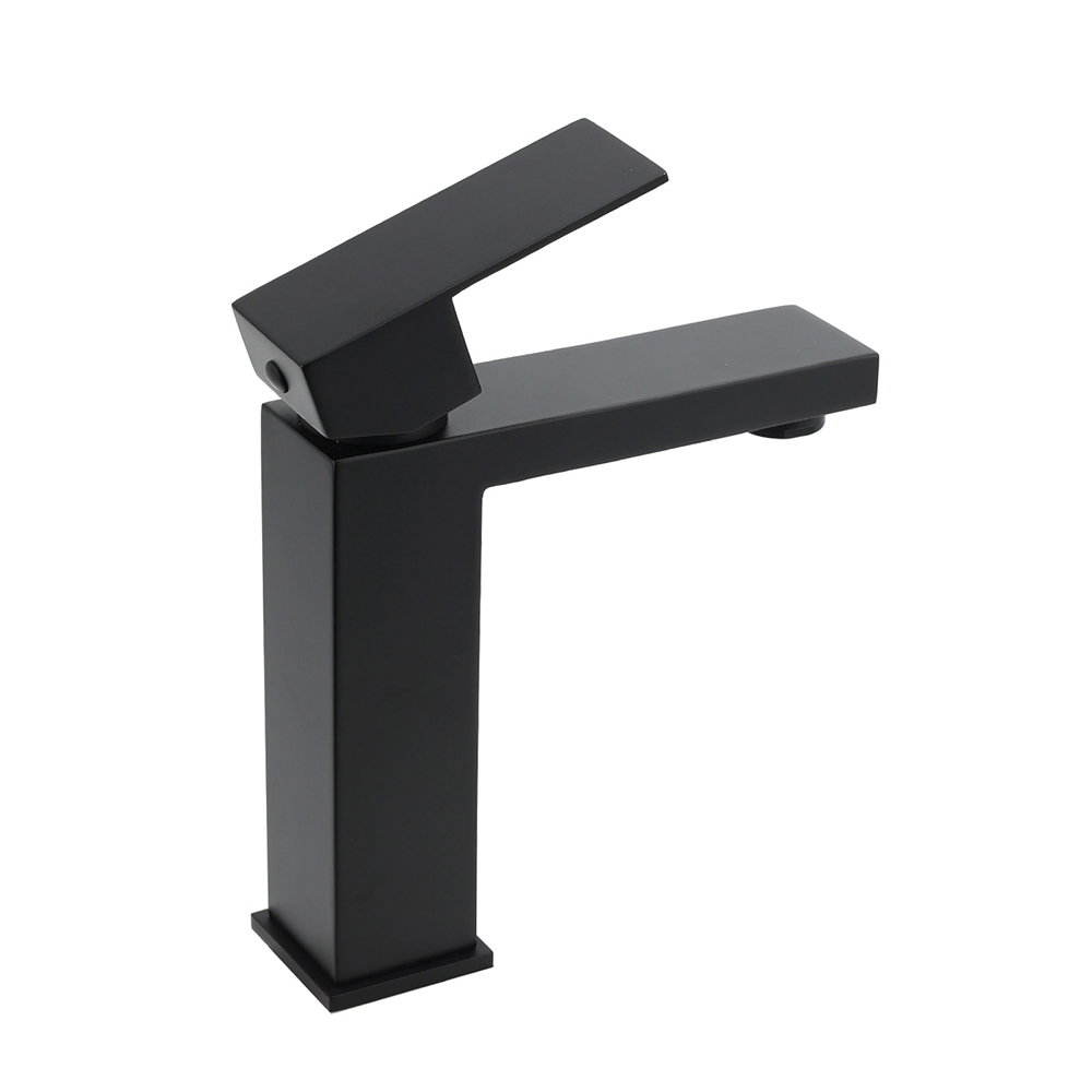 Matt Black Square Basin Counter Flick Mixer Tap Bathroom Vanity Faucet Outlet - Image 3
