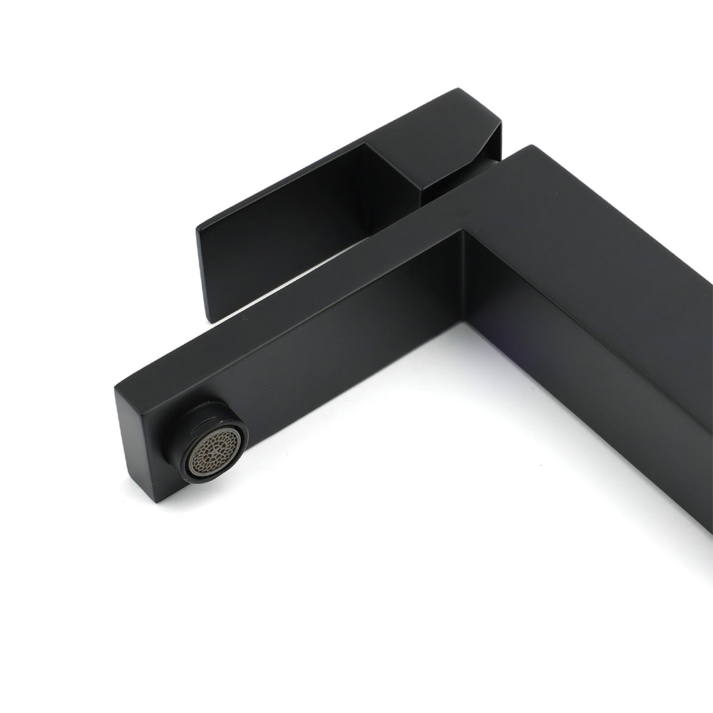 Matt Black Square Basin Counter Flick Mixer Tap Bathroom Vanity Faucet Outlet - Image 4