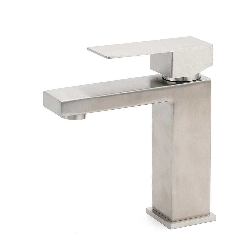 Square Classic 6L/m Basin Vessel Mixer Faucet Tap Kitchen Laundry Brushed Nickel - Image 1