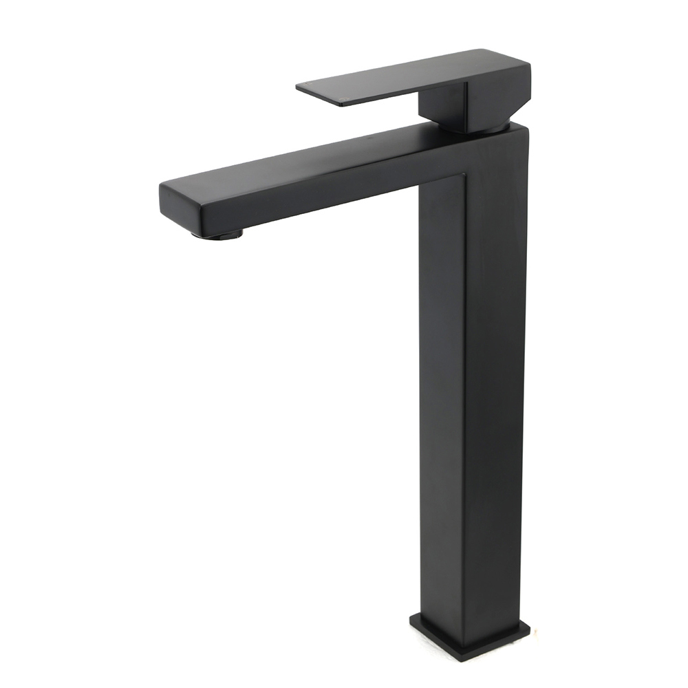 Matt Black Stainless Steel Square Tall Basin Mixer Sink Tap High Vanity Spout - Image 2
